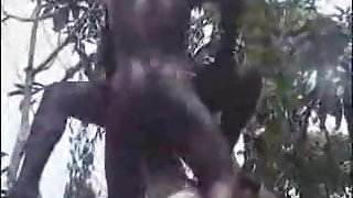 African amateur fuck on the tree 