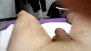 Getting dick and balls waxed - public studio! 